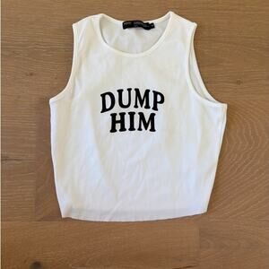 Finesse Cropped Sleeveless Tank Top Dump Him Size S White Black